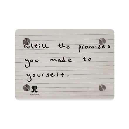 Jered Joaz Palms Acrylic Wall Art — “Fulfill the Promises You Made to Yourself” Handwritten Motivational Plaque