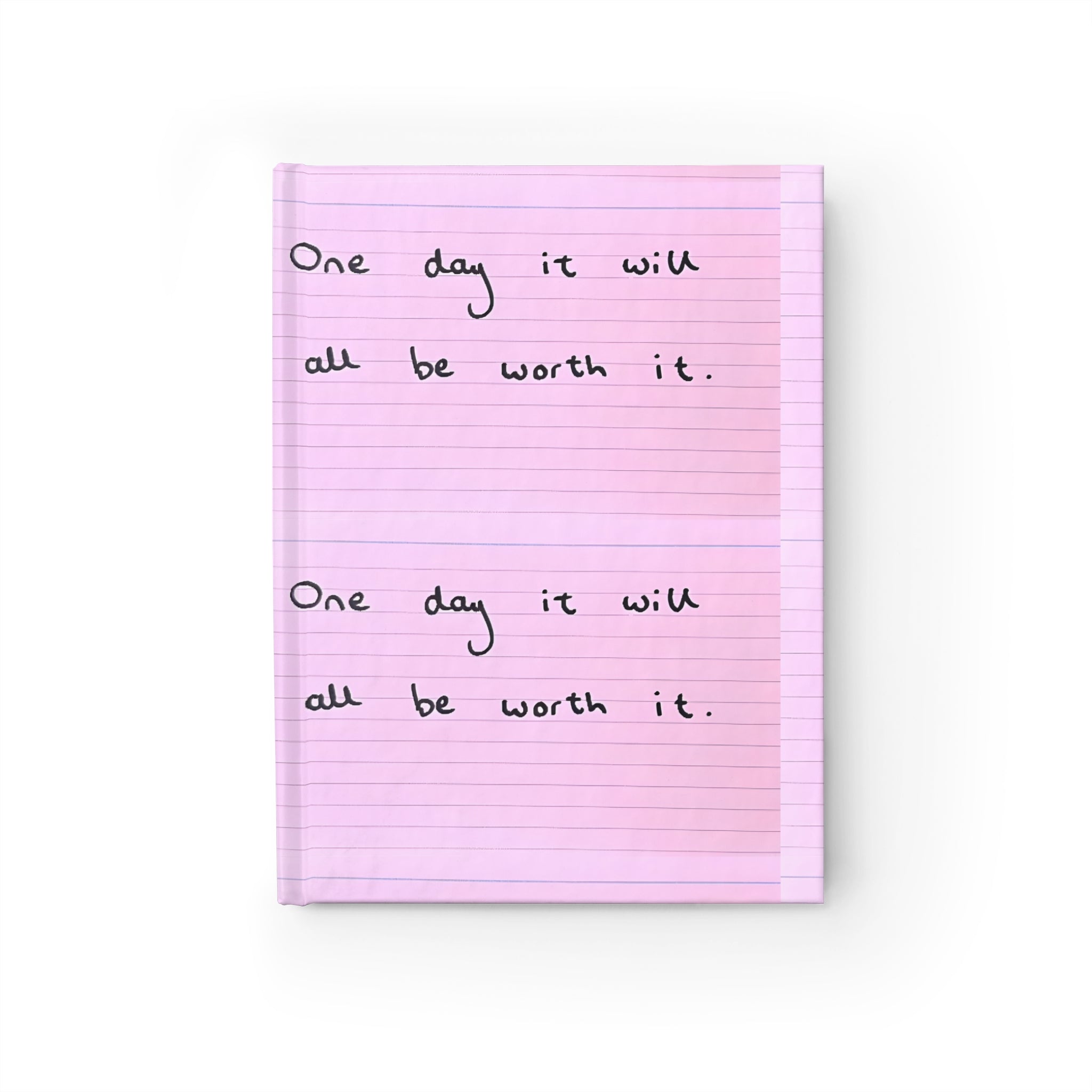 Jered Joaz Palms Inspirational Pink Notebook — “One day it will all be worth it.” Journal