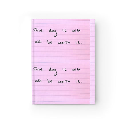 Jered Joaz Palms Inspirational Pink Notebook — “One day it will all be worth it.” Journal