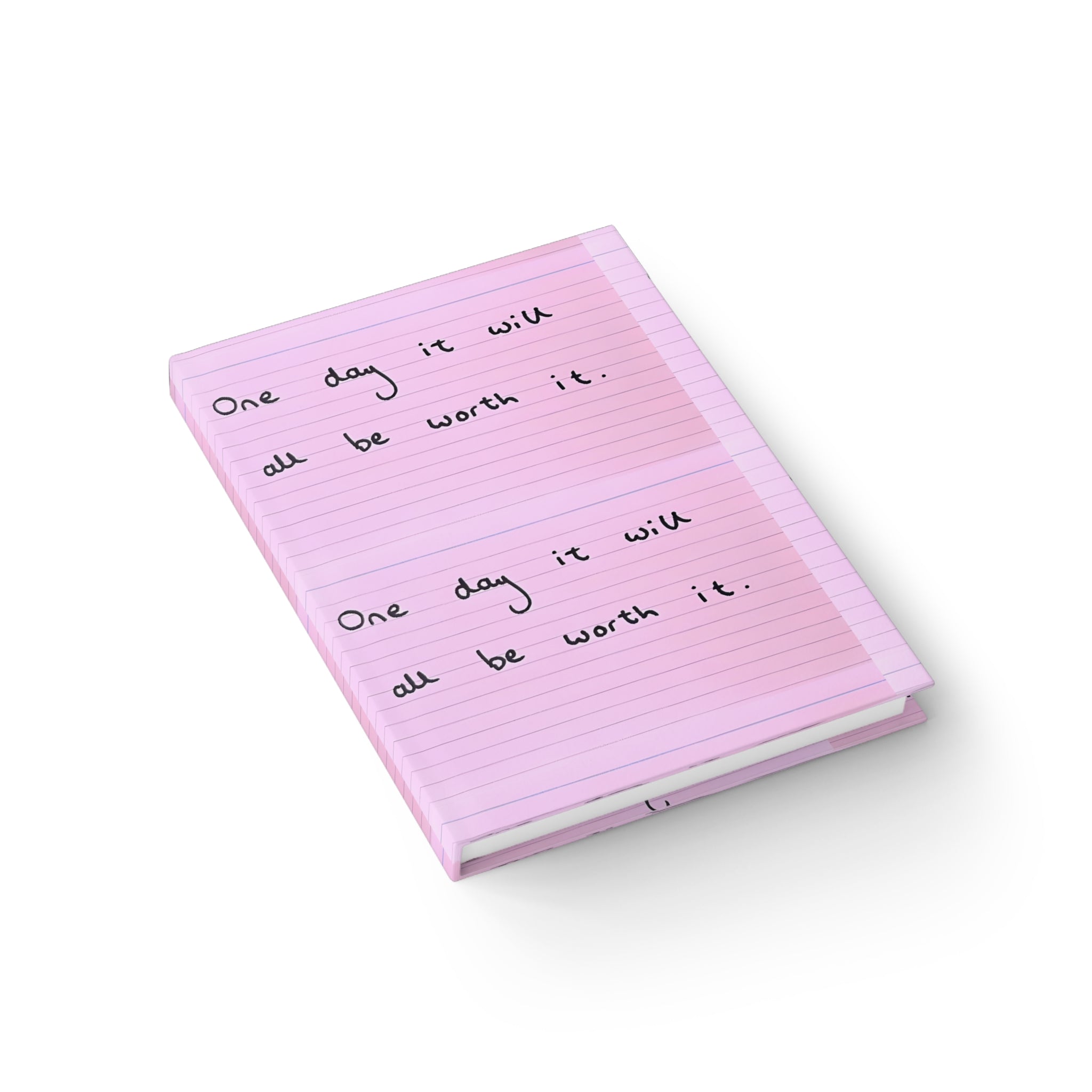 Jered Joaz Palms Inspirational Pink Notebook — “One day it will all be worth it.” Journal