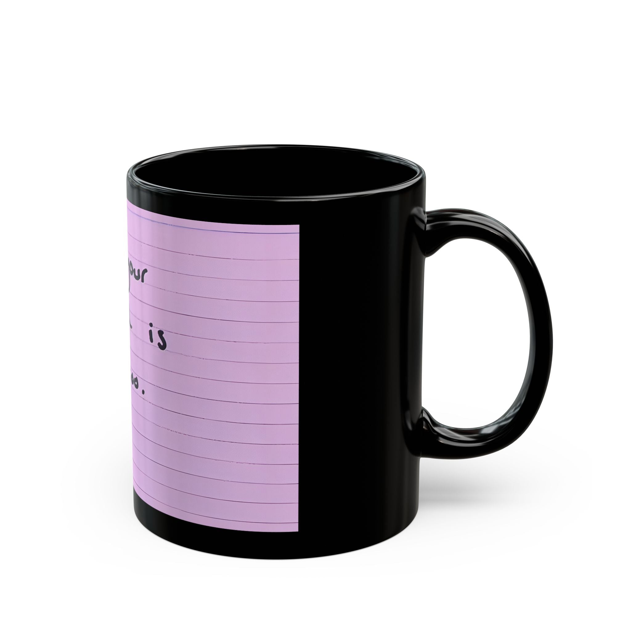 Jered Joaz Palms Motivation Note Black Mug — "Make Sure Your Inner World Is Okay Too"