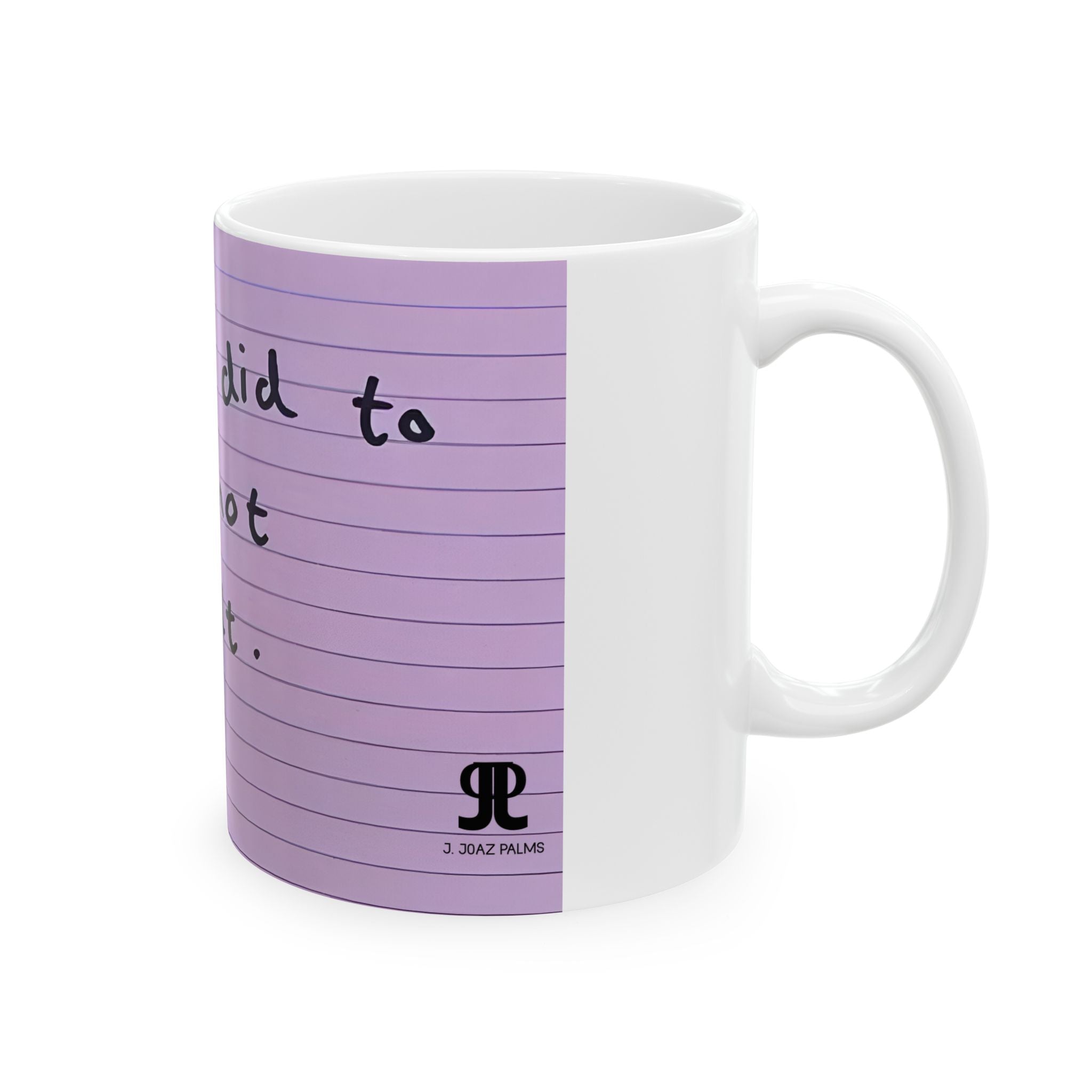 Jered Joaz Palms Motivational Purple Notebook-Style Ceramic Mug  "It Was Not Your Fault"