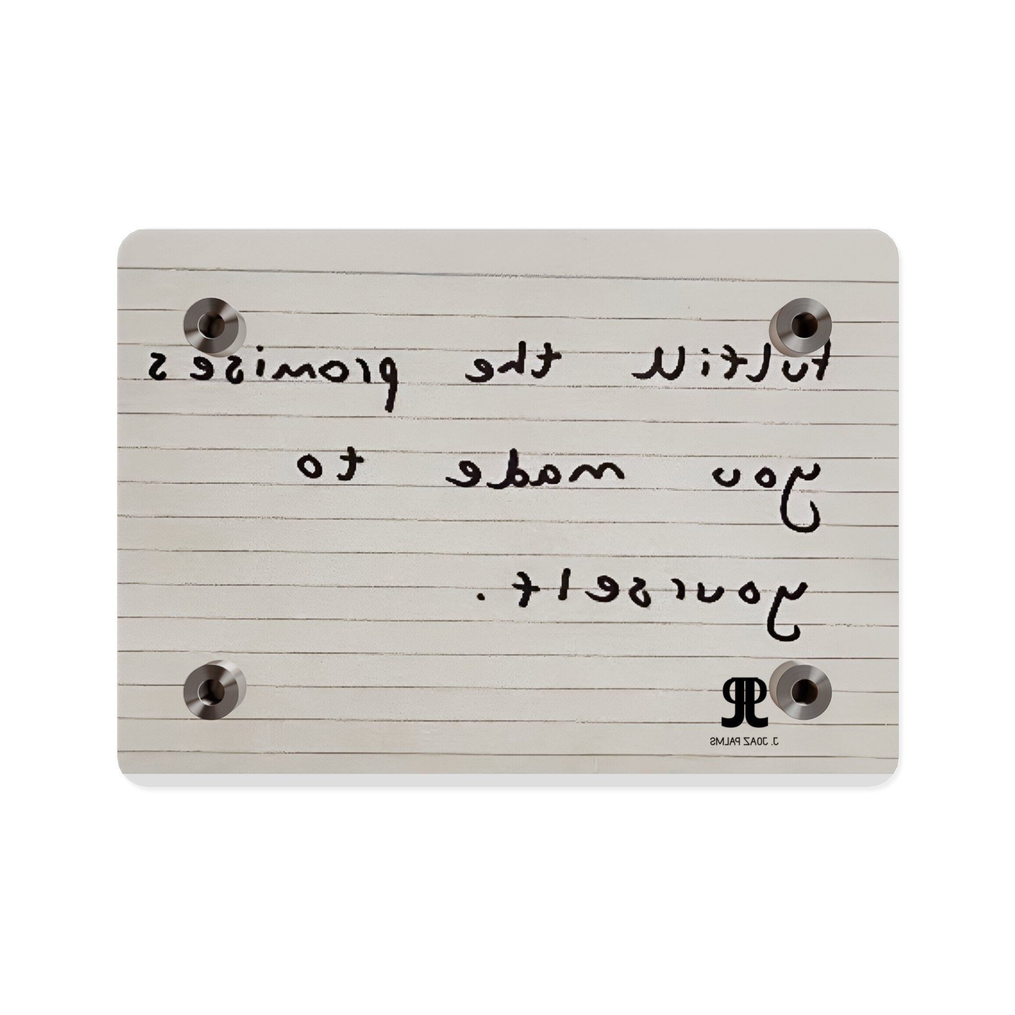 Jered Joaz Palms Acrylic Wall Art — “Fulfill the Promises You Made to Yourself” Handwritten Motivational Plaque