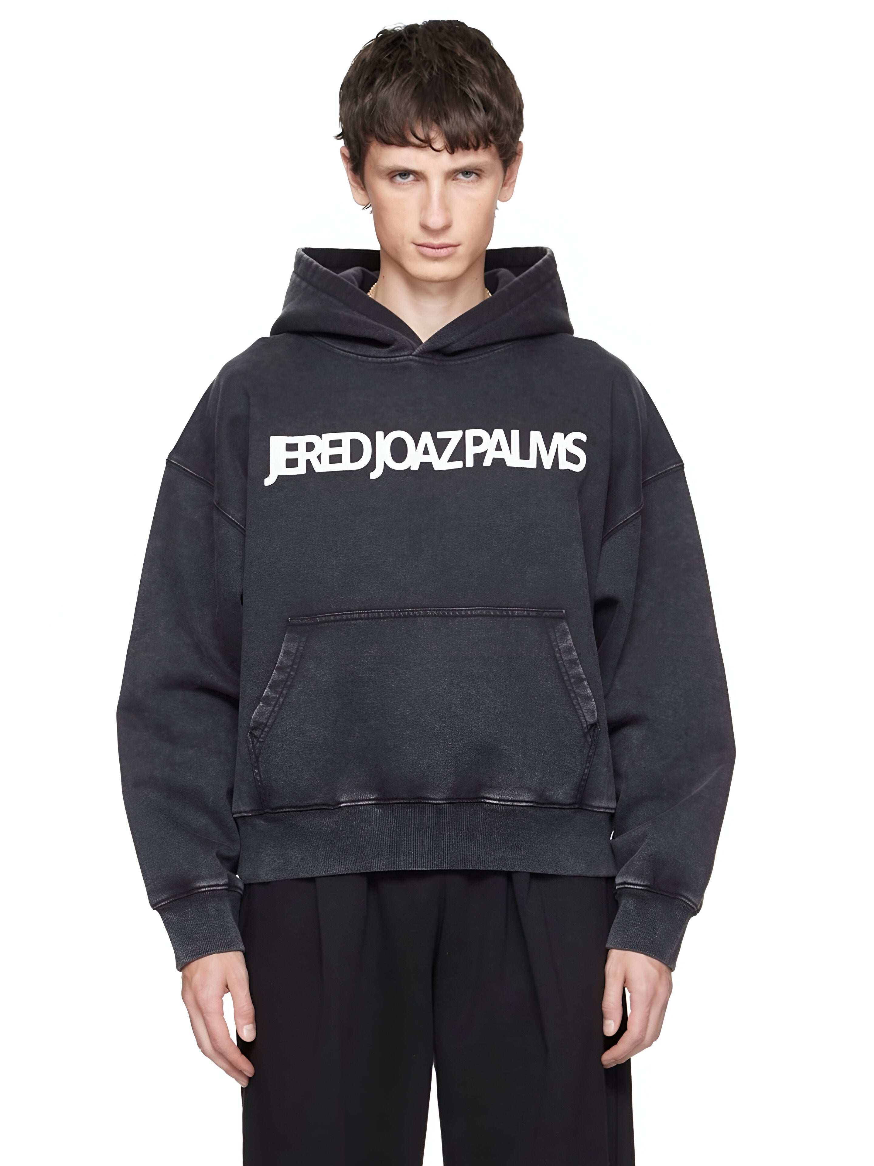 Jered Joaz Palms White Velvet Logo Hoodie