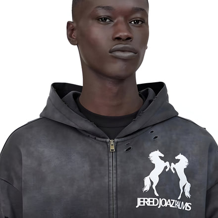 Jered Joaz Palms Velvet Horses Zip Hoodie