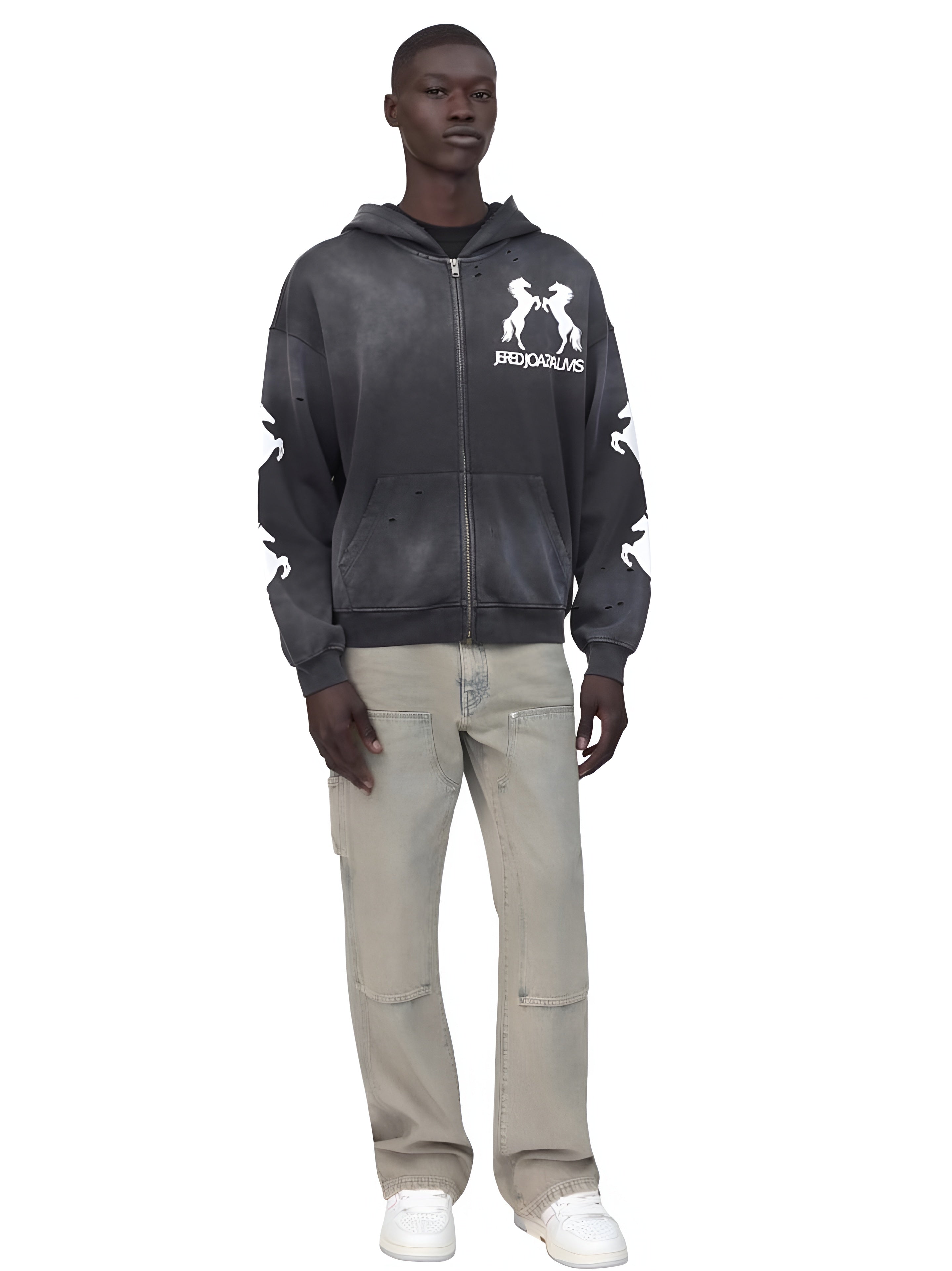 Jered Joaz Palms Velvet Horses Zip Hoodie