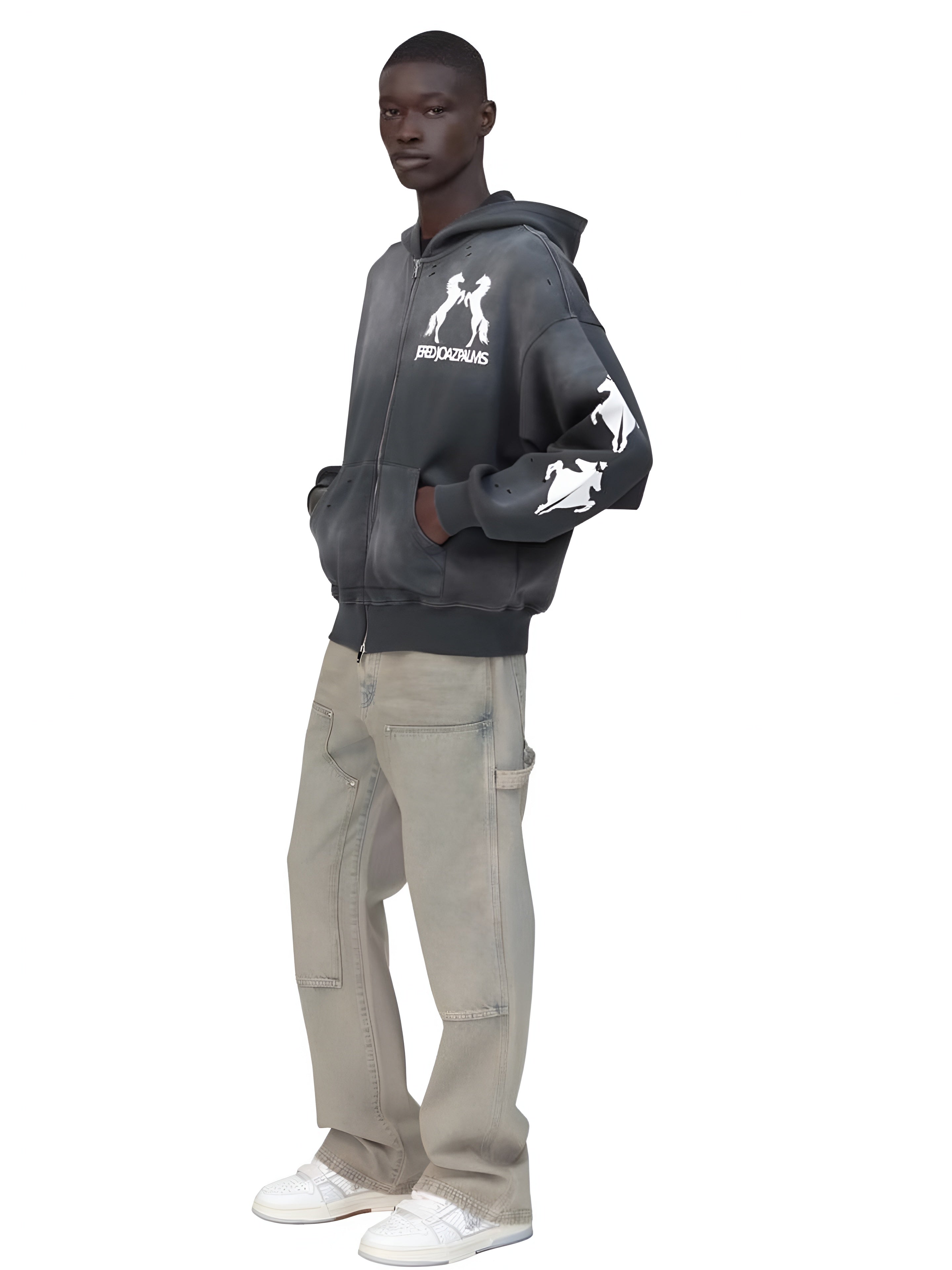 Jered Joaz Palms Velvet Horses Zip Hoodie